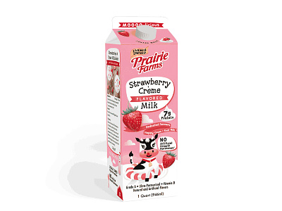 Strawberry Milk carton design art direction branding character development graphic design illustration packaging