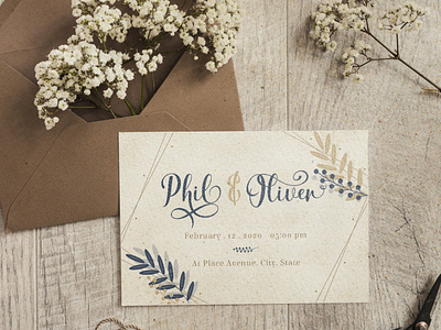 Wedding Card With Mahoni Script