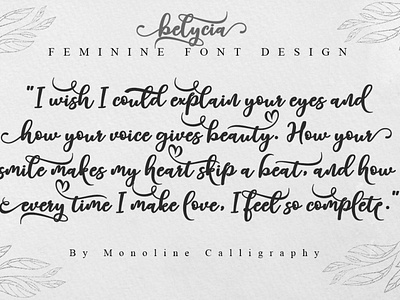 Belycia | a chicc script font | Design By MonoLine Calligraphy