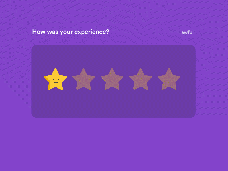 Star Rating ae aftereffects animation awesome bad experience good happy illustration illustrator interaction loop motion rating review sad star ui