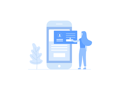 Create a profile banner blue colors create customize design illustration information minimal mobile mobile app monochrome profile ui user user experience user interface ux vector visual woman