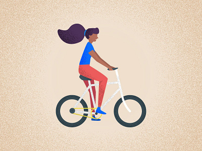 Girl with bicycle bicycle cycling design girl illustration minimal retro ride simple vector woman