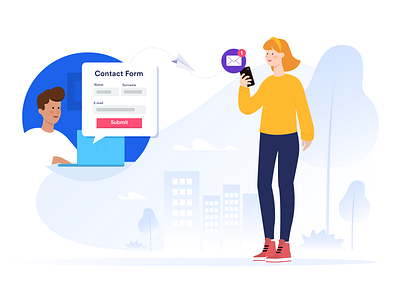 Automated Email Notification banner business client contact design email form illustration jotform mail mobile notification responder submit ui vector