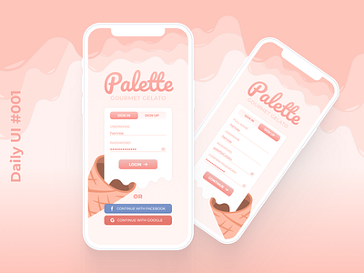 Daily UI #001 - Sign Up app dailyui dailyui001 design gelato icecream login register signup ui uidesigner user interface