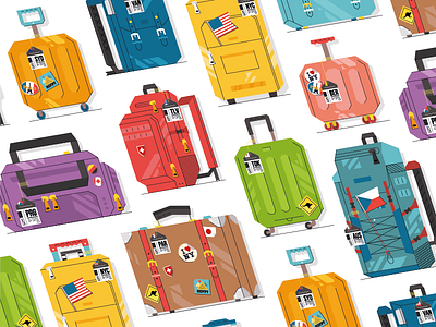 Backpack set 03_wip airport backpack bag flat illustrator luggage newyork roma tokio travel usa vector