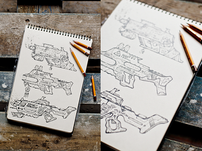 GUNZ_concept art_final drawing art concept drawing guns ink line pencil print sketch weapon