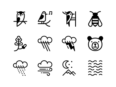 Various Icons 04 bee bird flat hotel iconography icons iconset nature outline vector