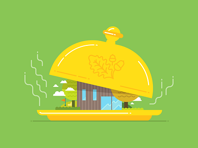 Golf resort_illustration flat food golf house illustration nature resort tree vector