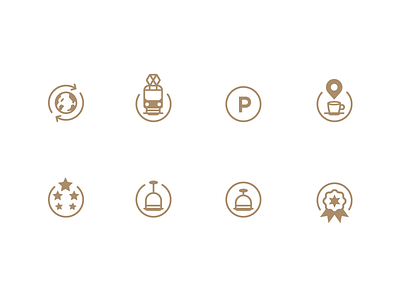 Various Icons 05 coffee flat hotel iconography icons iconset outline parking tram vector