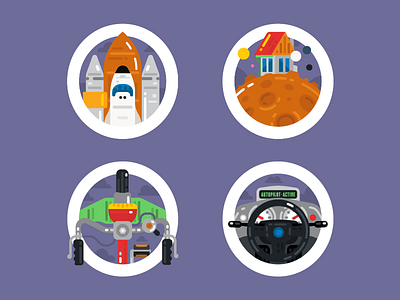 Various Icons 06_future transport autopilot bike car flat iconography icons iconset outline spaceship tram vector