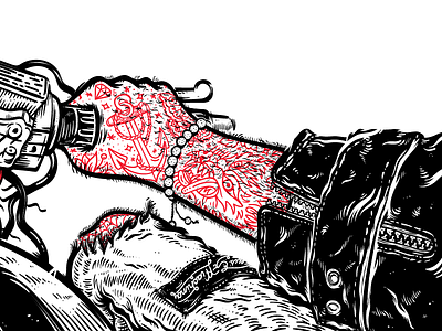 EASY RIDE_new serigraphy print_in progress digital drawing flat illustration illustrator motorbike ride tattoo vector