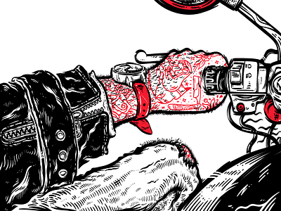 EASY RIDE_new serigraphy print_in progress digital drawing flat illustration illustrator motorbike ride tattoo vector