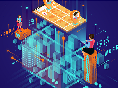 Avast_location technology character city design flat future futuristic icon iconography illustration illustrator isometric icons isometry map pin school typography ui vector work
