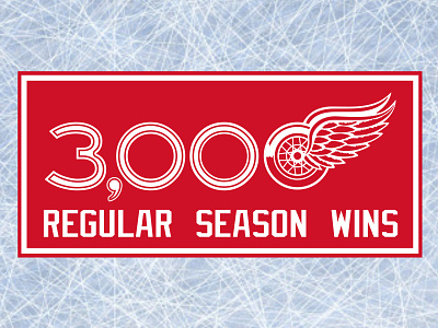 Detroit Red Wings - 3,000 Regular Season Wins 3000 brand design detroit graphic design hockey ice identity logo nhl red wings sports visual wins