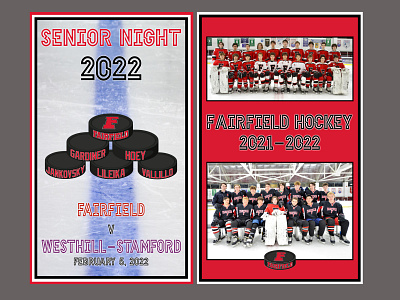 Fairfield Mustangs: 2022 Senior Night Program brand connecticut design fairfield graphic design hockey ice new england sports visual
