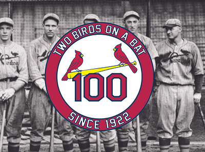St Louis Cardinals - Two Birds On A Bat (100th Anniversary) 100 anniversary baseball bat birds brand cardinals design graphic design identity logo mlb sports st louis visual
