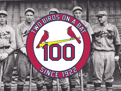 St Louis Cardinals - Two Birds On A Bat (100th Anniversary) 100 anniversary baseball bat birds brand cardinals design graphic design identity logo mlb sports st louis visual