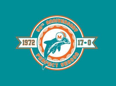Miami Dolphins (Perfect Season) 1972 brand branding design dolphins football graphic design identity illustration logo miami nfl perfect season sports super bowl ui visual