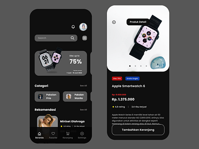 E Commerce Mobile App | Dark Mode