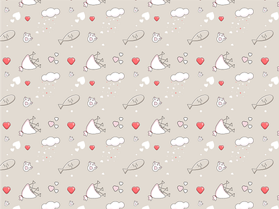 Valentine's Day pattern adobe illustrator bouquet box design cat clouds cute design fish graphic design hearts kittens love lovers package design pattern paw paws romantic valentine valentines day