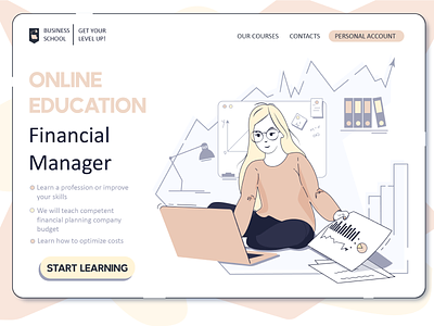 ONLINE EDUCATION adobe illustrator design education faculty of management financial manager graphic design illustration illustration for faculty landing page manager online business school online education online university student