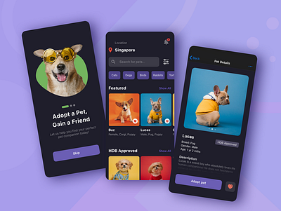 Pet Adoption Mobile App app figma graphic design ios mobile app mobile design pet adoption pets ui user interface