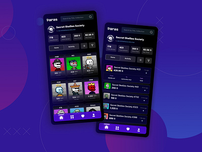 NFT Marketplace Mobile App app blockchain crypto cryptocurrency design figma graphic design marketplace mobile app nft paras ui ux