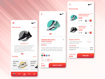 Nike Mobile App app branding commerce design footwear logo nike online service shoes sports ui