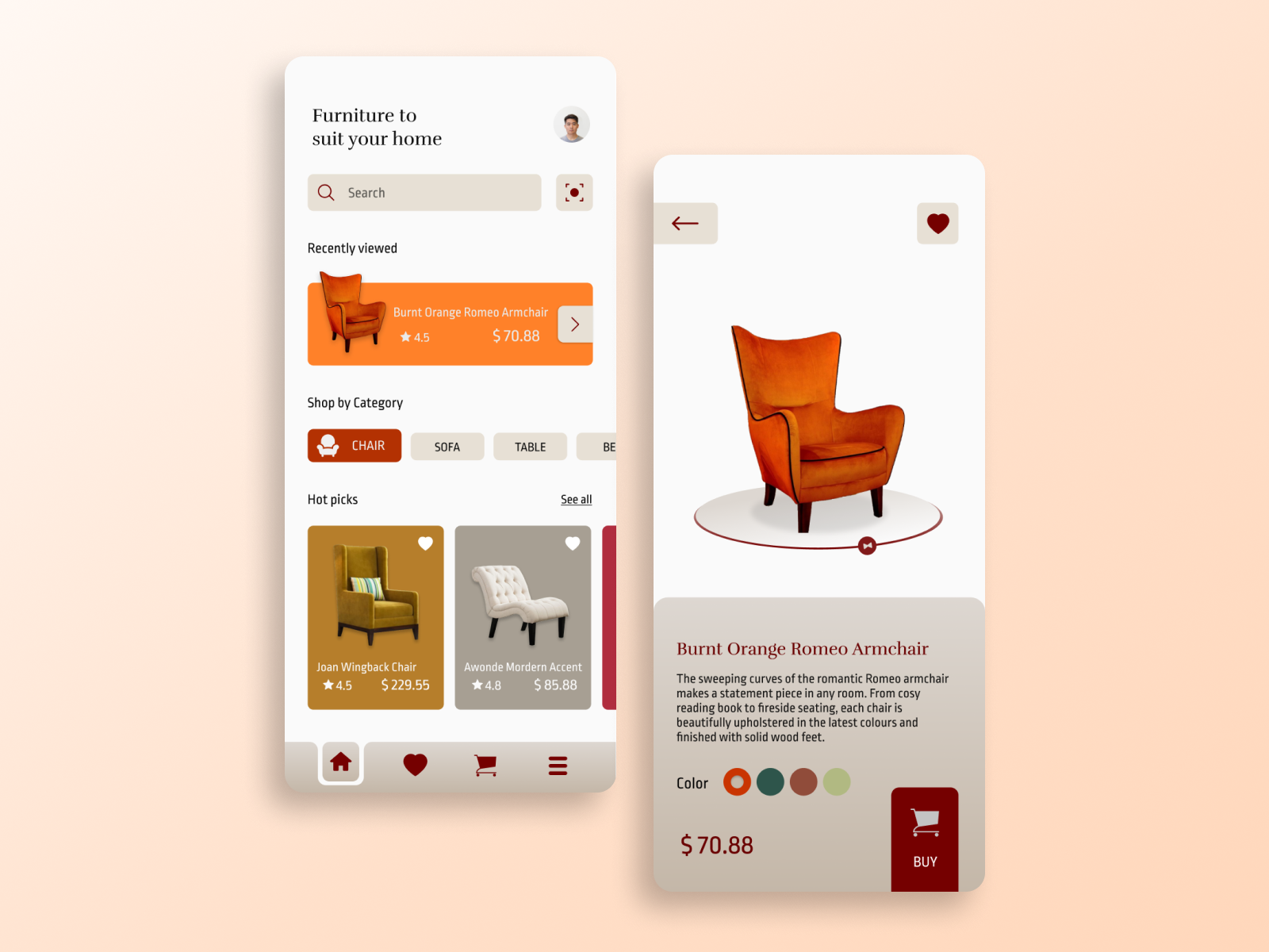 Furniture Order Mobile App by Fuad Katnur on Dribbble