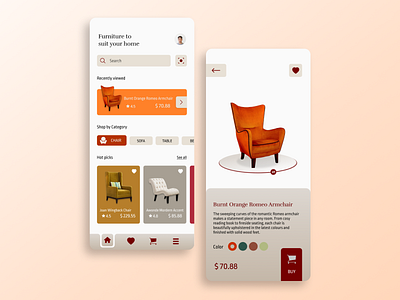 Furniture Order Mobile App app decor design furniture illustration interior mobile online service ui