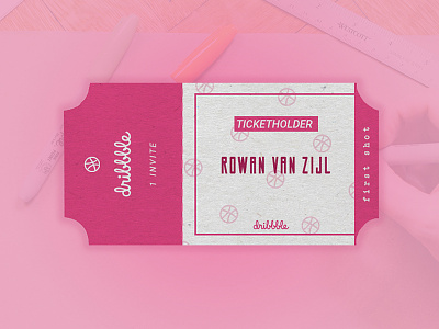 Dribbble Ticket // First shot! dribbble firstshot graphicdesign pink ticket