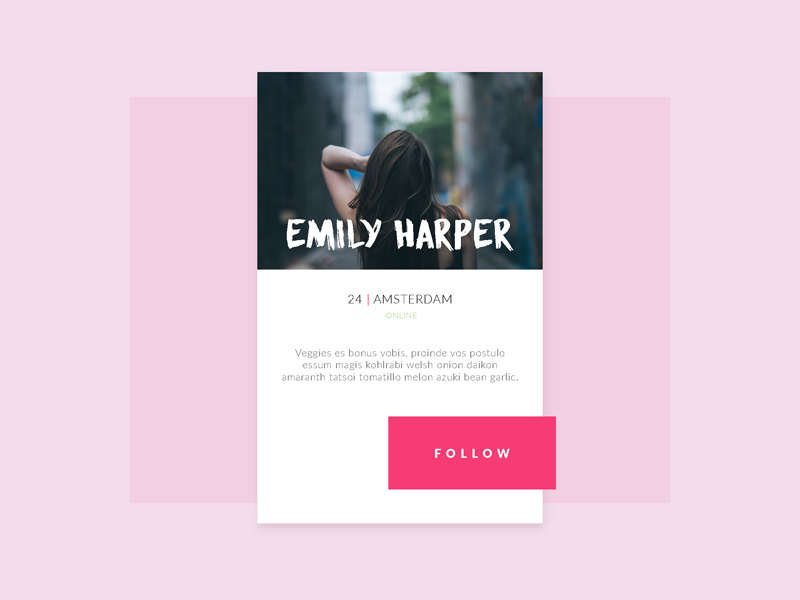 Daily UI 006 - User Profile minimal clean card app lettering ux ui follow profile user 006 dailyui