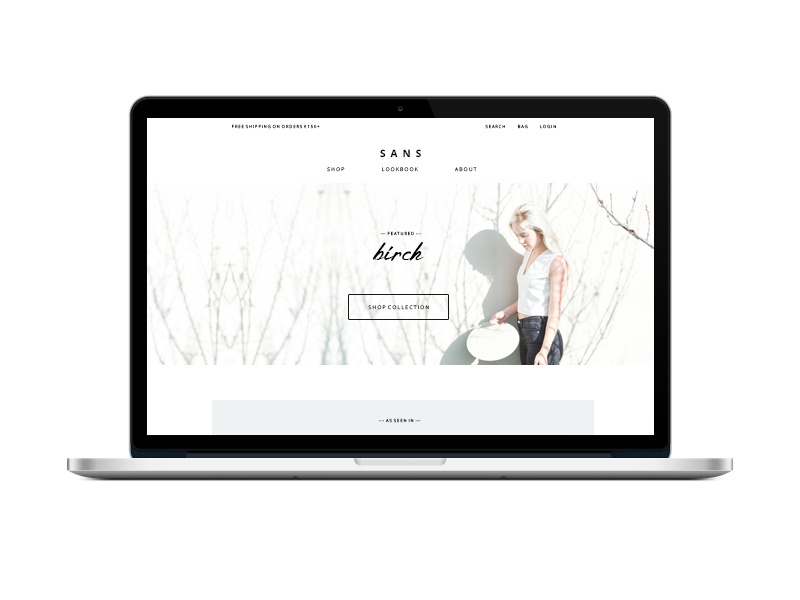 Sans Storefront shop store layout web design website homepage clean minimalist ecommerce ui ux web