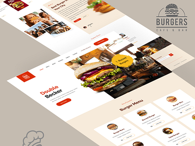 Burgers Cafe UI Landing Page landing page sushi takeaway ui