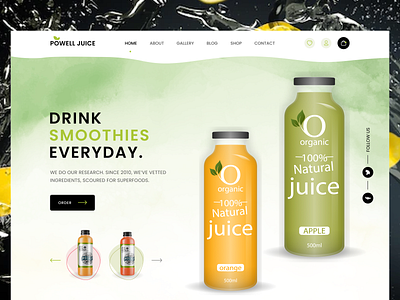 Natural Fruit Juice Web Design drink fresh fruit header juice landing page smoothie ui