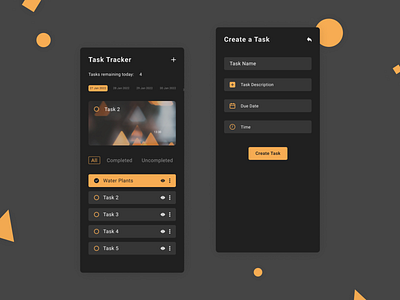 Task Tracker App - Dark app design interface mobile apps mobileapp mobileappdesign ui ui design ux ux ui design