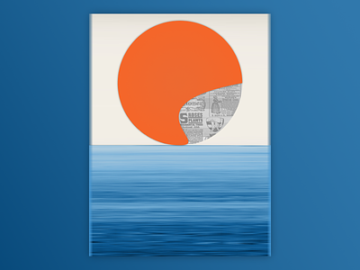 Ocean Story abstract composition concept art creative evening flat floating illustration ocean ocean view pixel stretch sun water waves