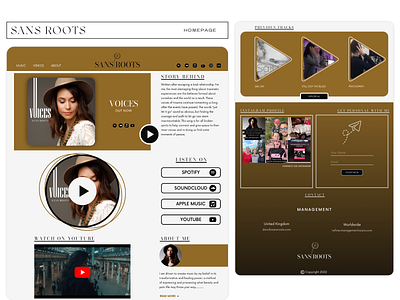 Sans Roots - Website Design (I) artist website brand identity design inspiration layout design music personal brand singer songwriter ui web design trends website design