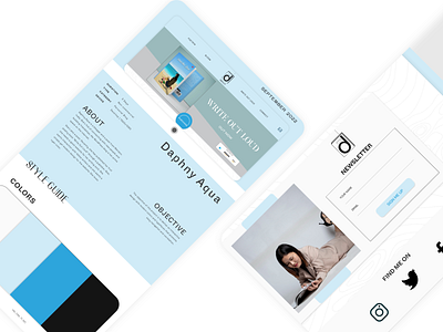 Daphny Aqua - Redesigned Blog author blog design trends figma landing page layout mockup modern personal website typography ui user interface web design writer