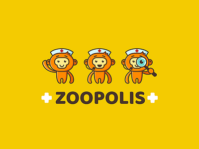 Zoopolis - three monkeys animal design doctor help listen logo medicine monkey online pets vet zoo