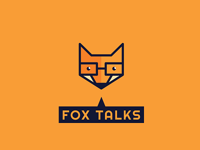 Fox Talks (flat ver) animal character dialogue flat fox glasses language logo school smart smartfox study