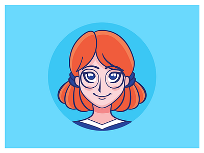Rebecca - icon assistant blog blue branding characterdesign flat girl glasses icon logo red smart
