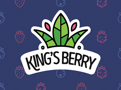 Kingsberry logo berry blueberry crown king leaves logo raspberries strawberry