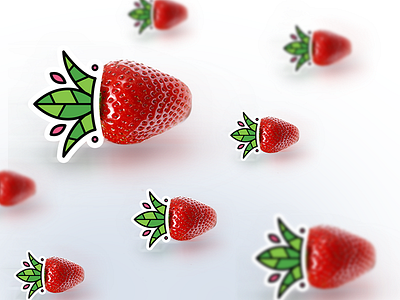 Kingsberry - flying rocket strawberry branding crown diamonds flying leaves logo poster red rocket strawberry