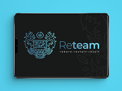 Reteam branding blue branding emblem heraldic identity logo meme shield team