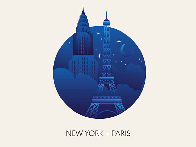 Paris - New York app blue building chrysler effeltower icon illustration newyork paris skyscraper