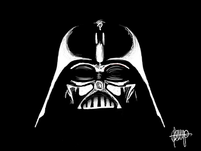 White Vader black black and white digital drawing photoshop starwars white