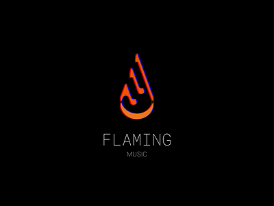 Flaming Music Logo adobe illustrator anaglyph style design fire flame logo logo design mark minimalist minimalist logo music
