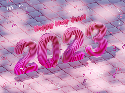 Happy New Year! (2023) 2023 3d 3dart abstract blender3d cycles happy new year pink
