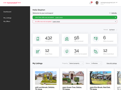 Homematchx - Seller Dashboard - Listings Page